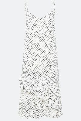 Shoulder Tie Spot Midi Dress