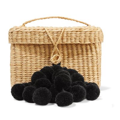 Baby Roge Pompom-Embellished Woven Raffia Tote from Nannacay