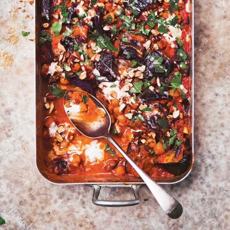 Harissa Aubergine & Chickpeas