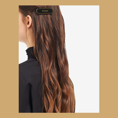 Logo-Print Studded Hair Clip from Prada