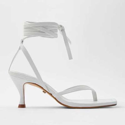 Leather High-Heel Sandals With Square Toe from Zara