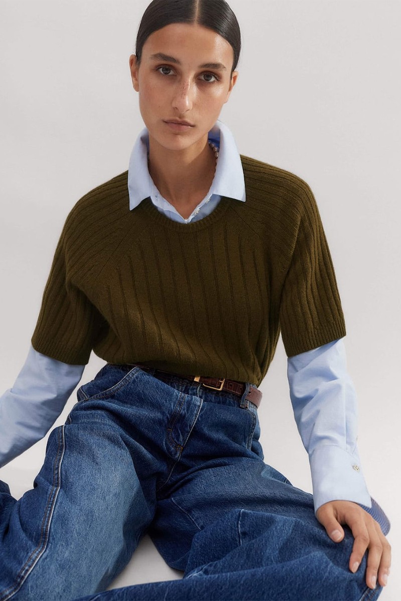 Merino Cashmere Crop Rib Tee from ME+EM