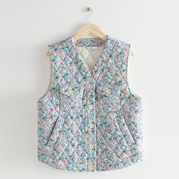 Buttoned Padded Floral Print Vest from & Other Stories