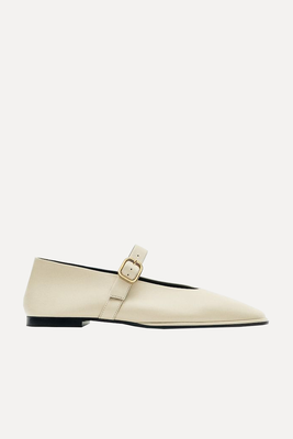 Square Ballet Flats With Buckled Strap  from Massimo Dutti