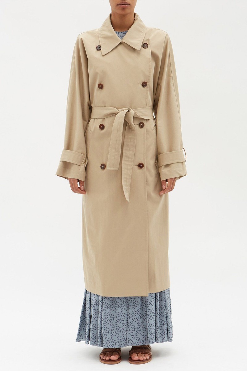 Batwing-Sleeve Organic-Cotton Trench Coat from Raey