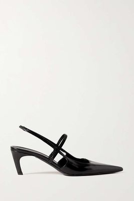 Crinkled Patent-Leather Slingback Pumps  from TOTEME