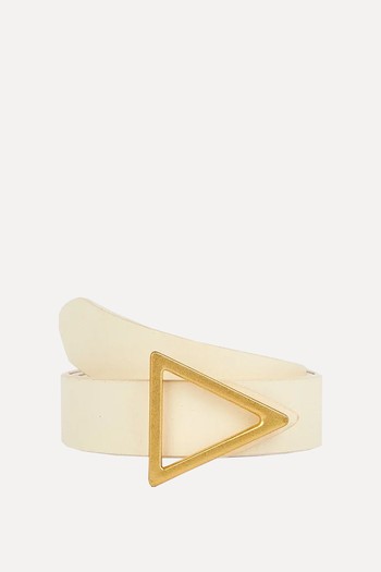 Cream Leather Triangle Buckle Belt from Karen Millen