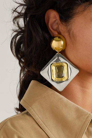 Gold & Silver-Tone Resin Clip Earrings from Saint Laurent