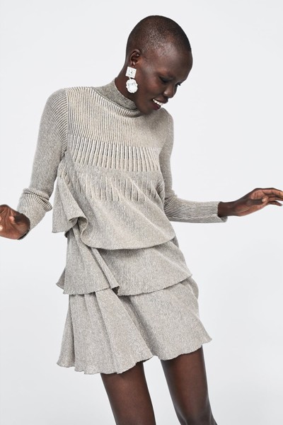 Ruffled Metallic Thread Dress from Zara