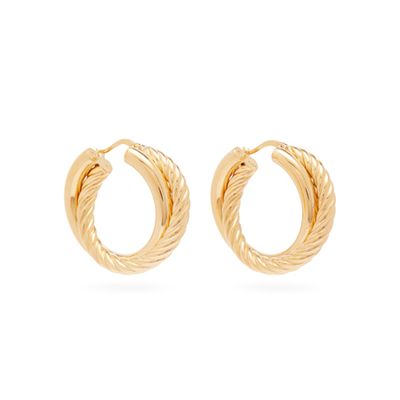 Half-Twist Gold-Plated Silver Double-Hoop Earrings from Bottega Veneta