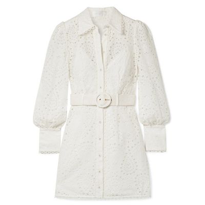 Belted Broderie Anglaise Cotton Mini Dress from Zimmermann