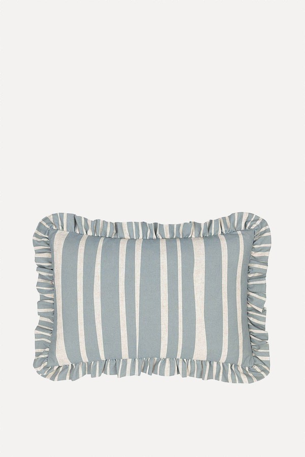 Coastal Stripe Ruffle Cushion from French Bedroom