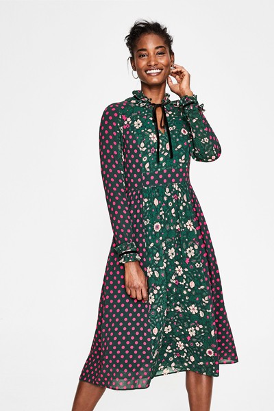 Cecilla Midi Dress in Chatsworth Green Bloom