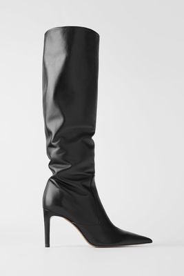 Leather Stiletto-Heel Boots from Zara