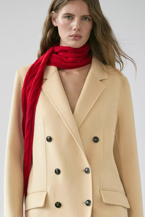 Long Wool Blend Surplice Coat