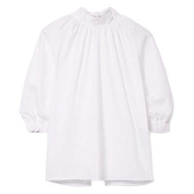 Tie Back Pleated Cotton Poplin Blouse from Rosette Getty