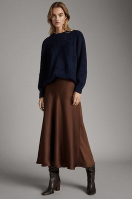 High Neck Purl-Knit Wool Sweater from Massimo Dutti