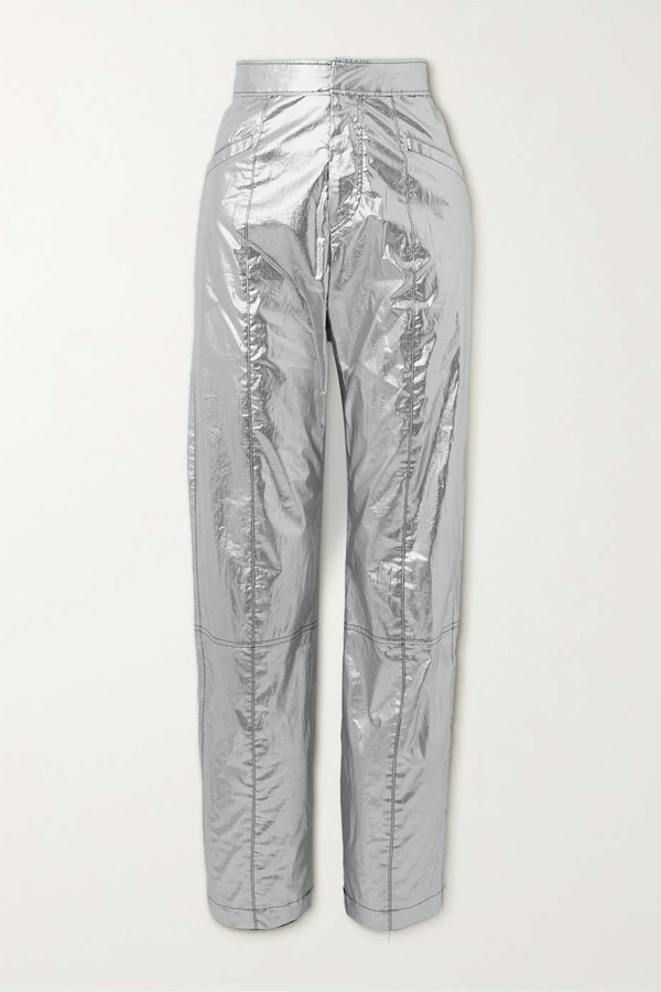 Anea Paneled Metallic Coated Cotton-Blend Pants from Isabel Marant