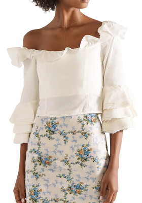 Thelma One-Shoulder Ruffled Cotton And Silk-Blend Blouse from Brock Collection