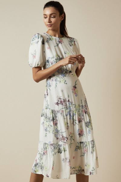 Grove Pergola Puff Sleeve Midi Dress