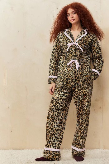 Antonella Leopard Print Pyjama Set from Damson Madder