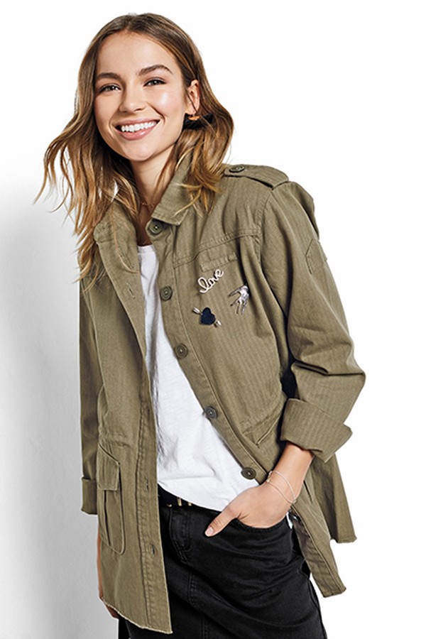 Longline Embroidered Military Jacket