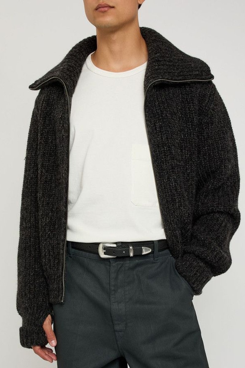 Minimal Western Grained Leather Belt from Lemaire