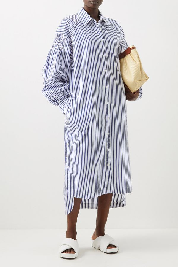 Landon Striped Cotton Shirt Dress from Lee Mathews