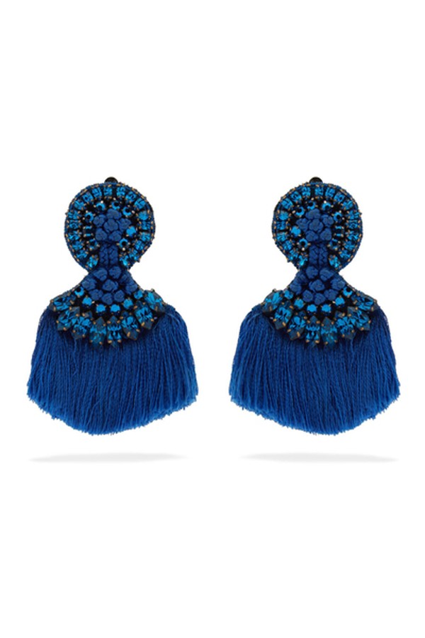 Crystal-Embellished Fringe Clip-On Earrings from Etro