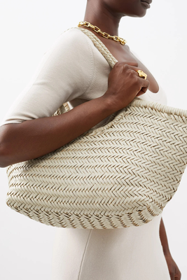 Nantucket Large Woven-Leather Basket Bag from Dragon Diffusion