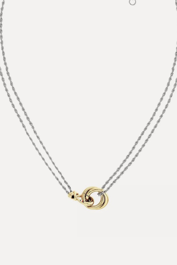  Two Toned Gold-Plated & Stainless Steel Nautical Knot Necklace
