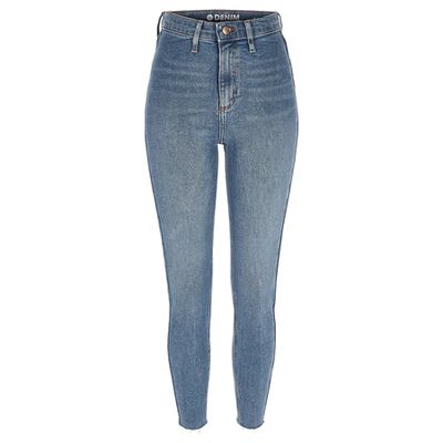 Blue Kaia High Waist Cut Off Disco Jeans