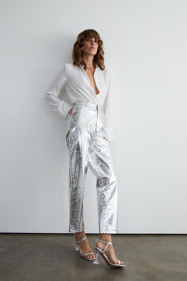 Crackle Faux Leather Trousers from Warehouse