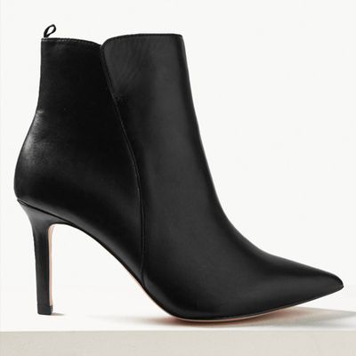 Leather Stiletto Heel Ankle Boots