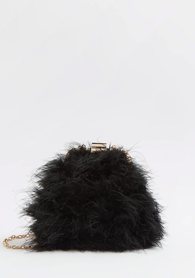 Black Feather Shoulder Bag from River Island