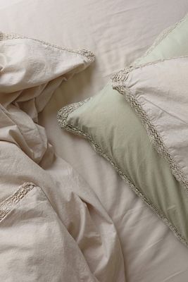 Organic Cotton Percale Lace Stone Duvet Cover from Camomile London