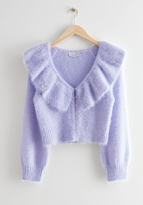 Fuzzy Cropped Ruffle Collar Cardigan from & Other Stories