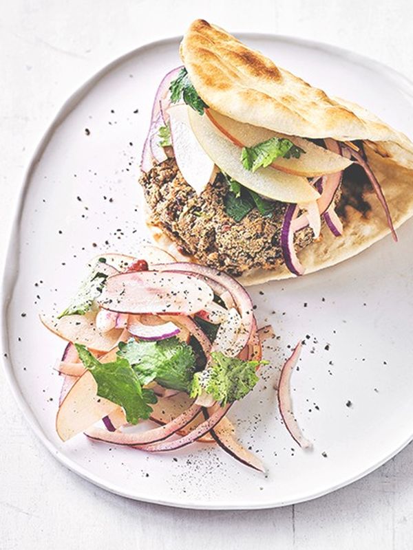 Tofu & Bean Burgers With Radish Apple Slaw