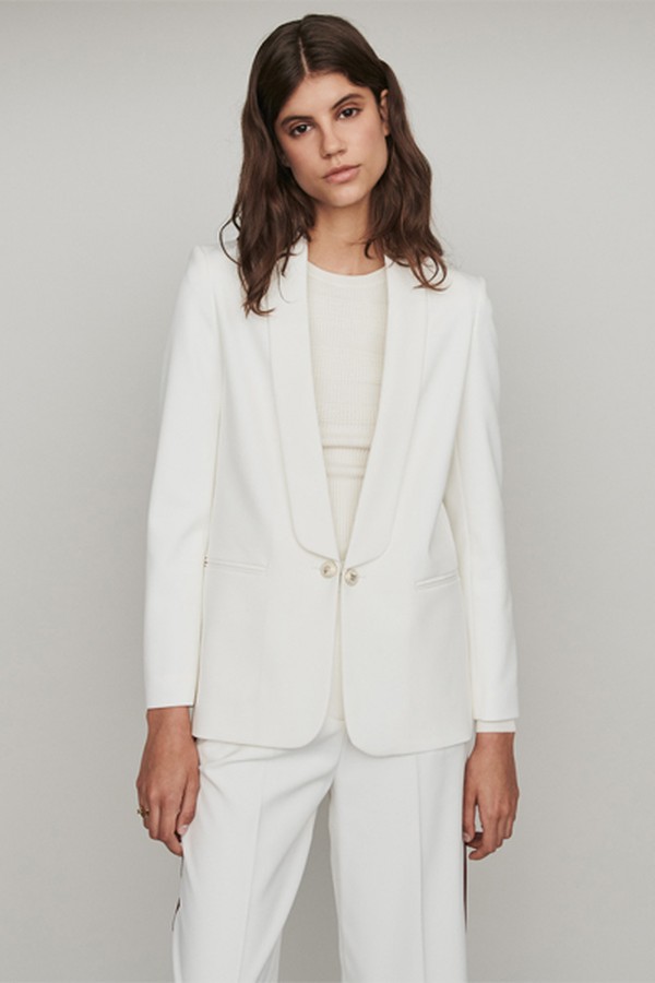 Straight Cut Buttoned Shawl Lapel Jacket