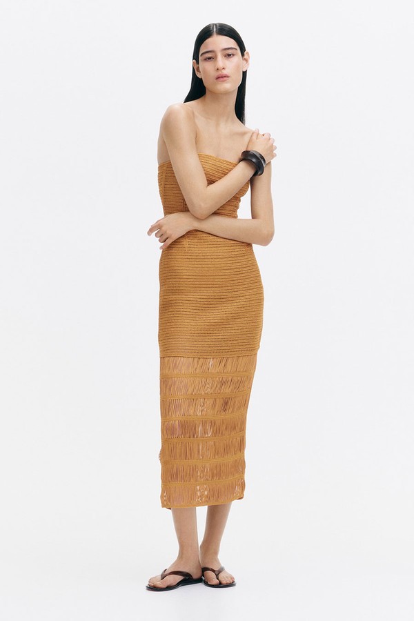 Crochet-Look Bandeau Dress