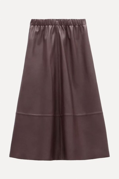 Agatha Leather Midi Skirt from Hush