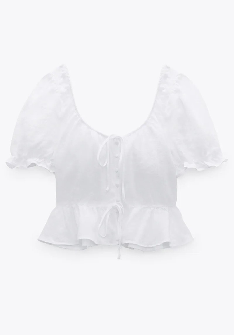 Linen Top With Bows from Zara