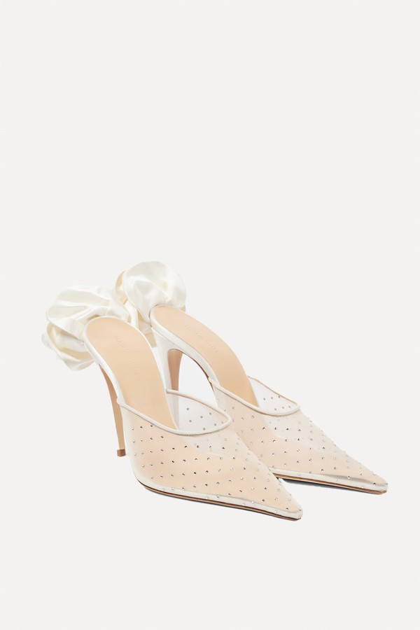 Floral-Appliqué Embellished Mesh Mules from Magda Butrym