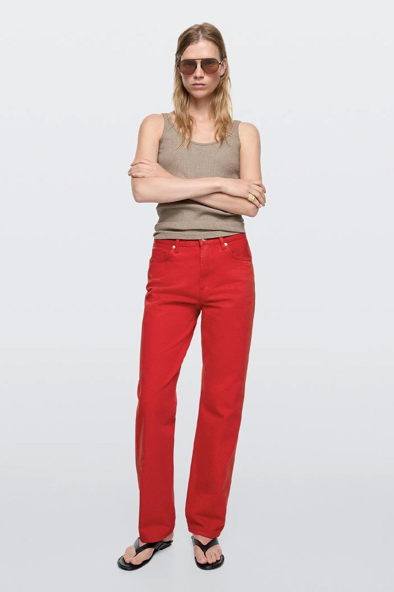 Straight-Leg High-Waist Jeans