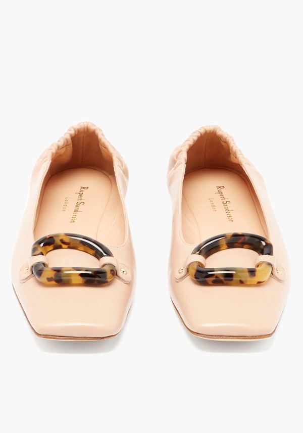 Pinkette Tortoiseshell-Buckle Leather Pumps from Rupert Sanderson
