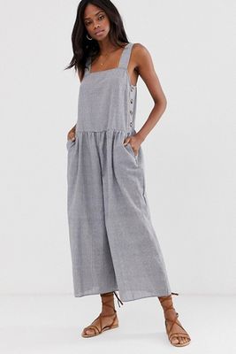 Minimal Jumpsuit With Button Side In Stripe Print from Asos Design