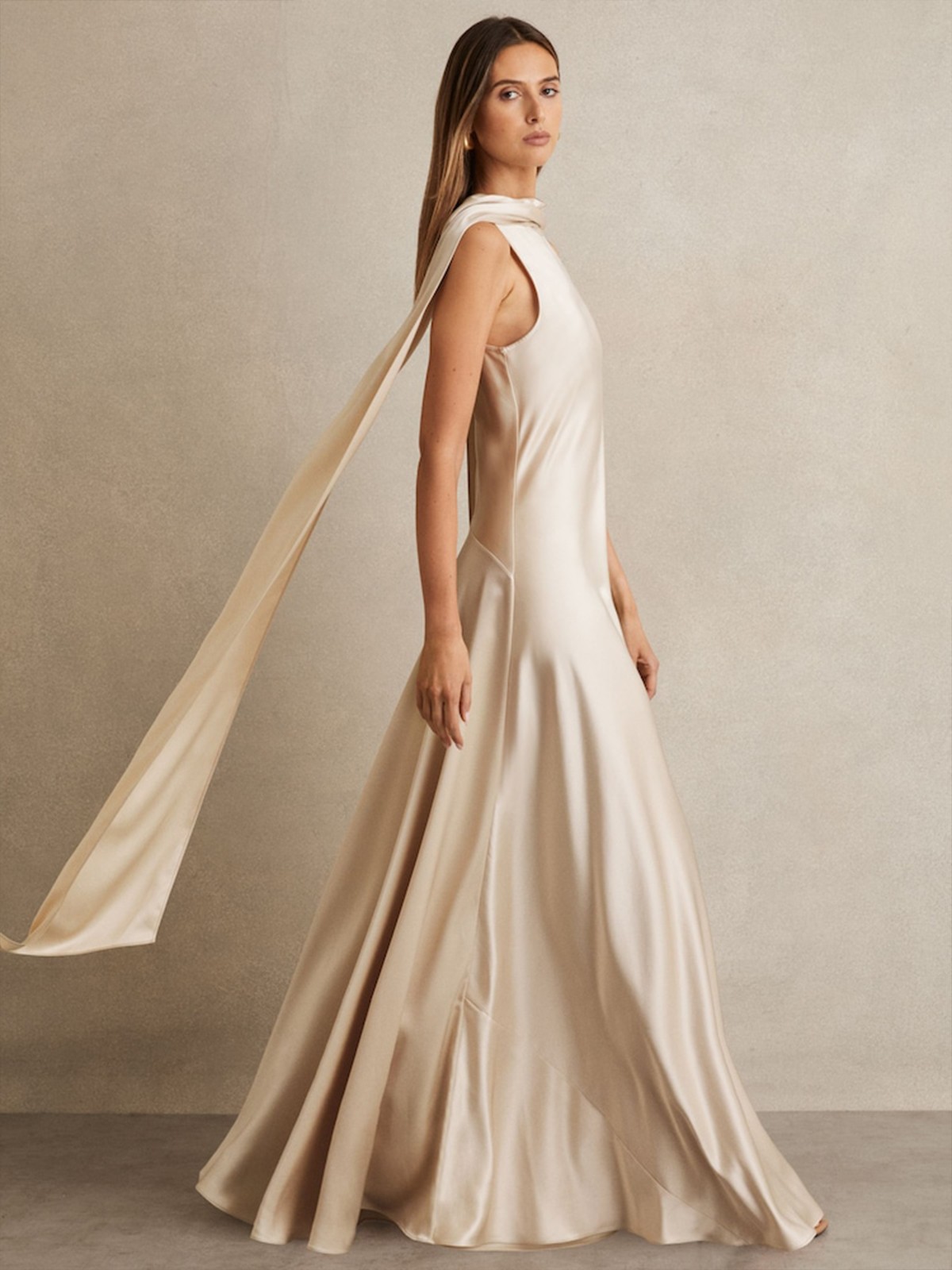 Fae Satin Cape Maxi Dress from Reiss