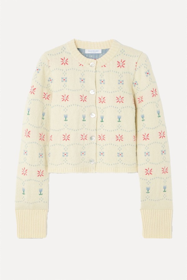 Cropped Cashmere & Silk-Blend Jacquard Cardigan from Calle Del Mar