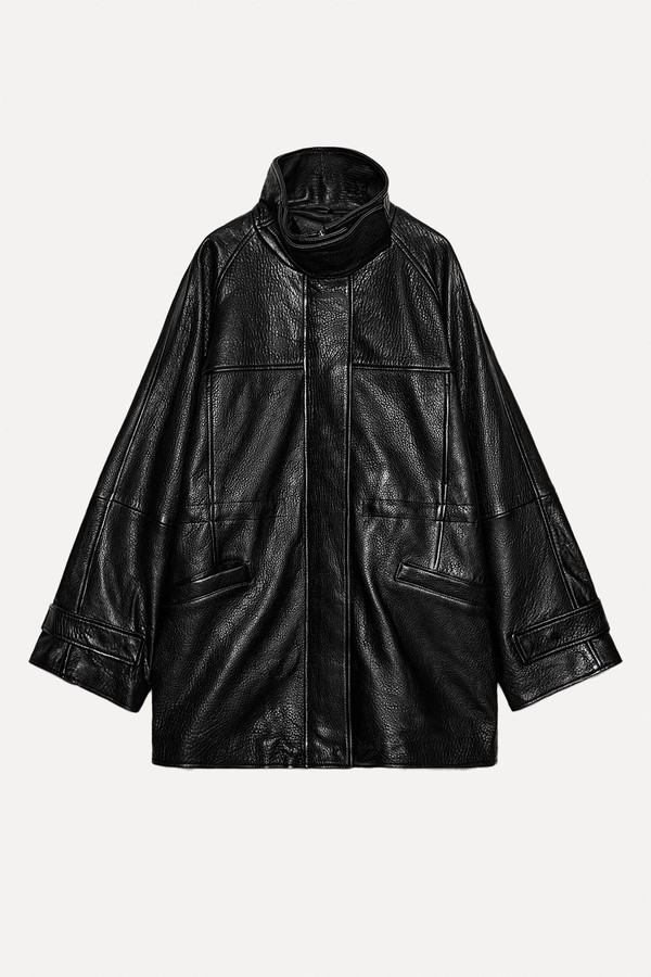 100% Leather Jacket With Adjustable Waist from Zara