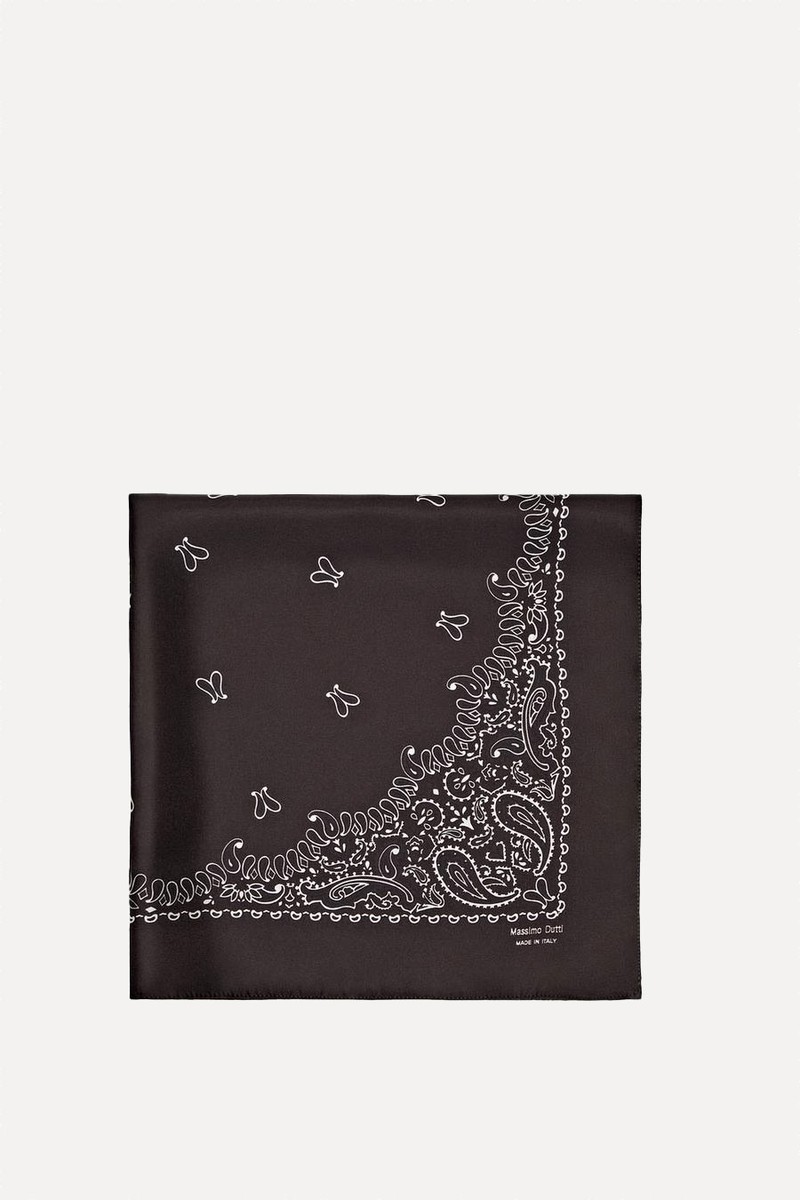 Paisley Print 100% Silk Bandana from Massimo Dutti
